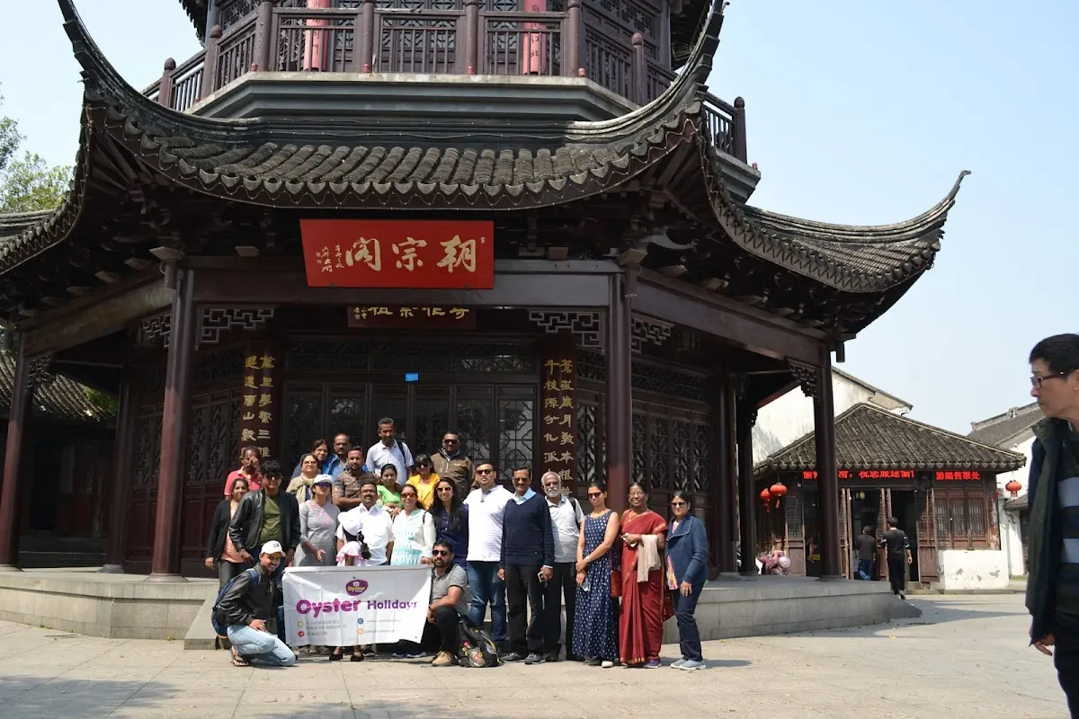 Oyster Holidays group at a traditional temple in China
