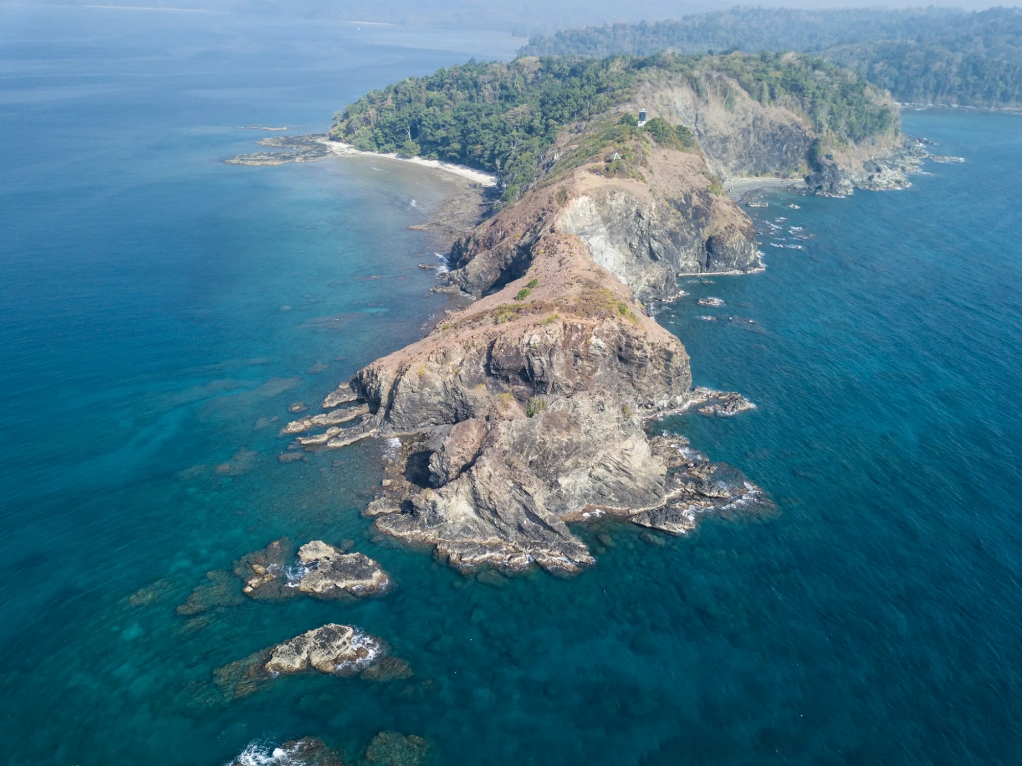 Aerial view of forested islands in the Andaman Sea