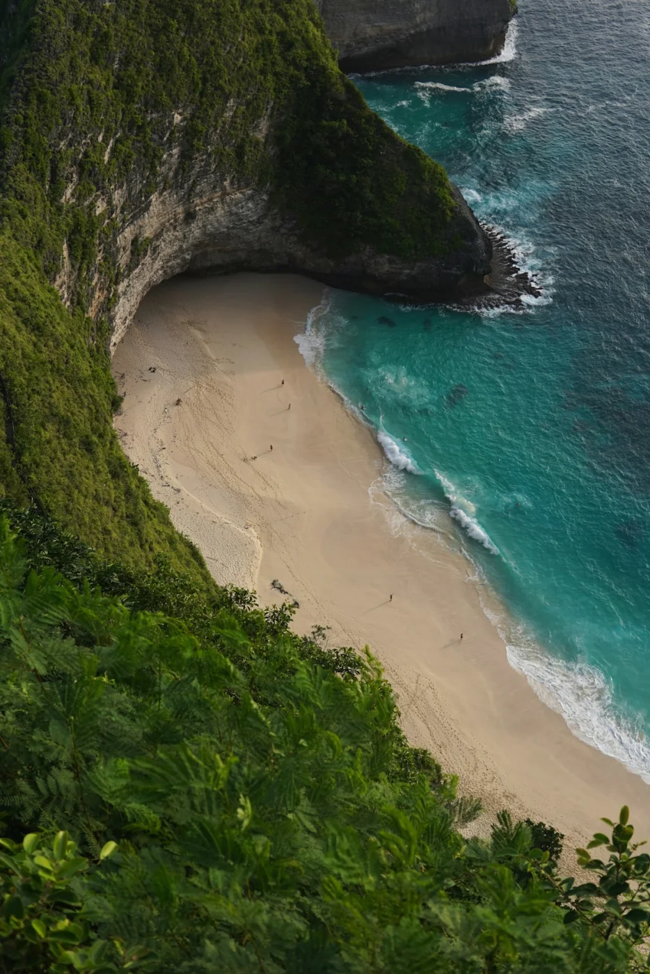 The cliff-backed Kelingking Beach on Nusa Penida, Bali
