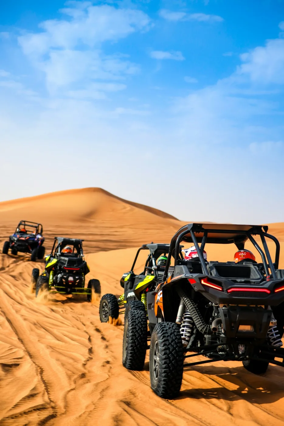 Dune buggies on a desert safari near Dubai