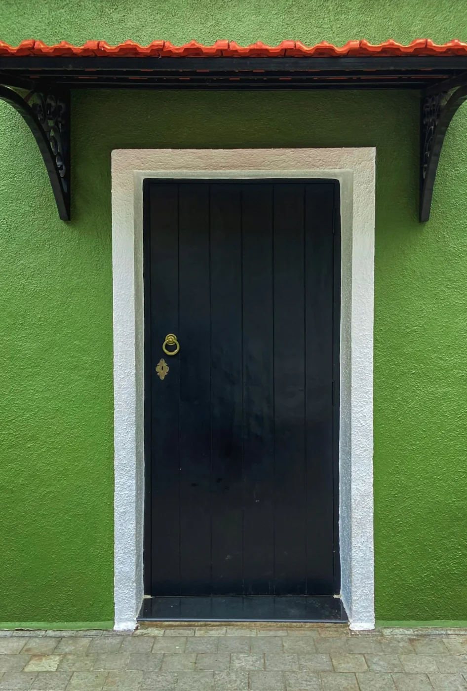 A brightly coloured Portuguese house in the Fontainhas Latin Quarter, Panjim, Goa