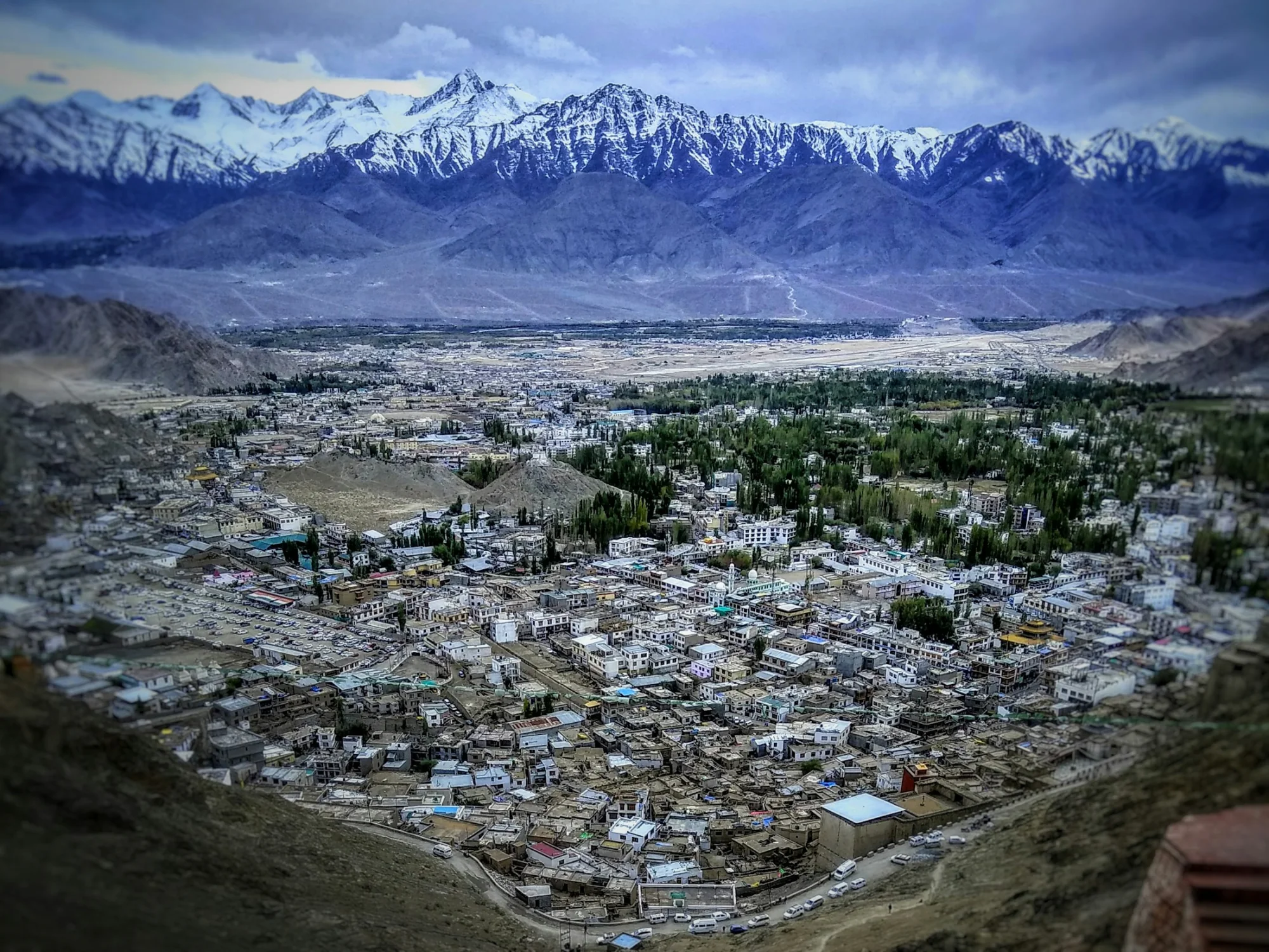 The town of Leh set among the mountains of Ladakh