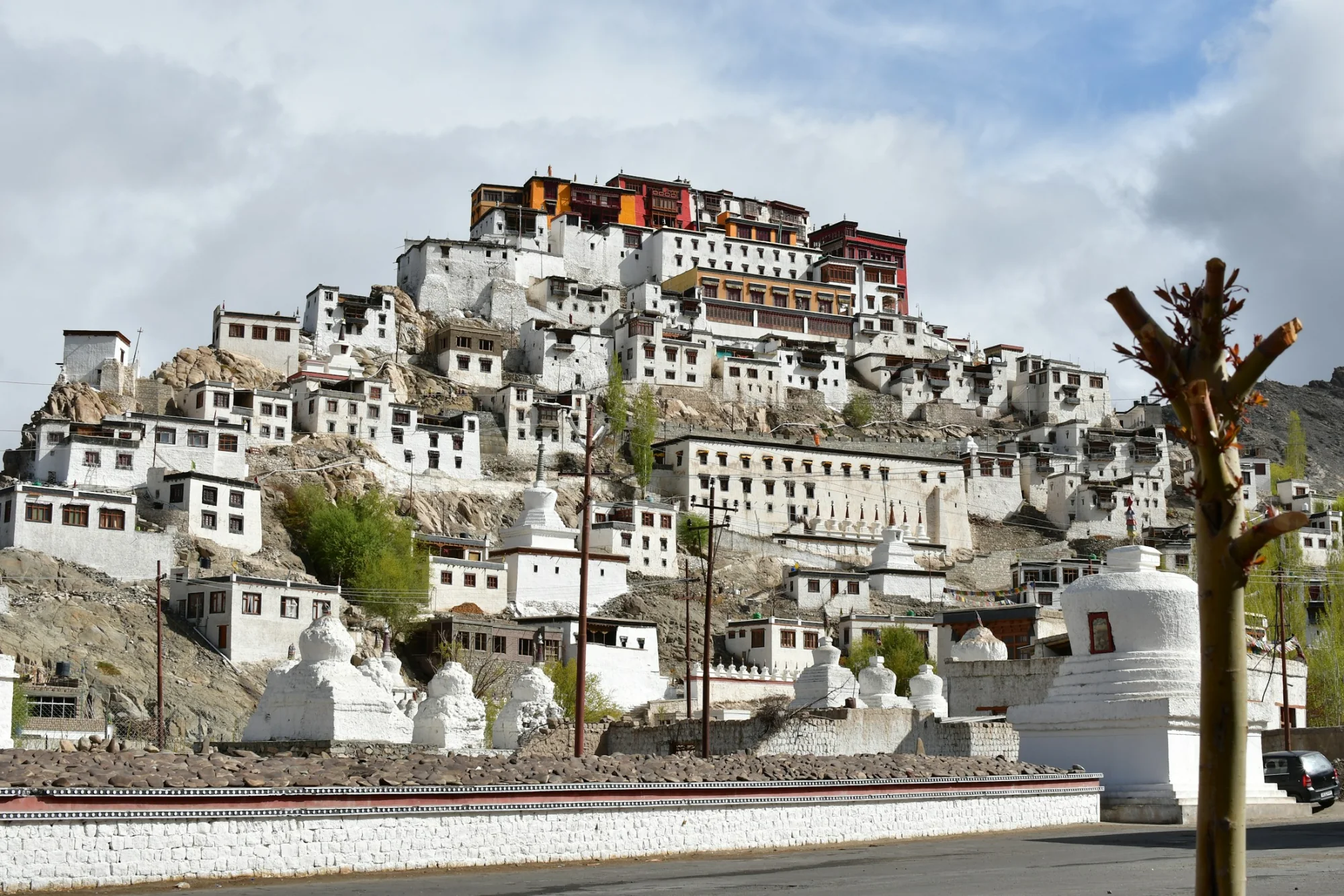 The whitewashed buildings of Thiksey Monastery in Ladakh