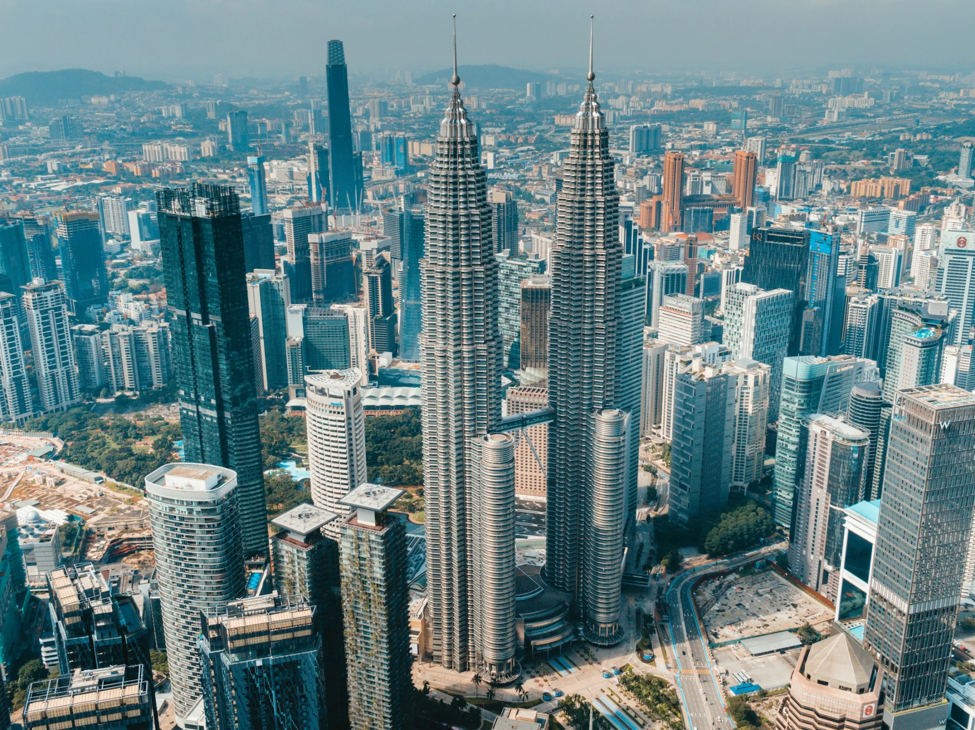 Aerial view of the Kuala Lumpur city skyline, Malaysia