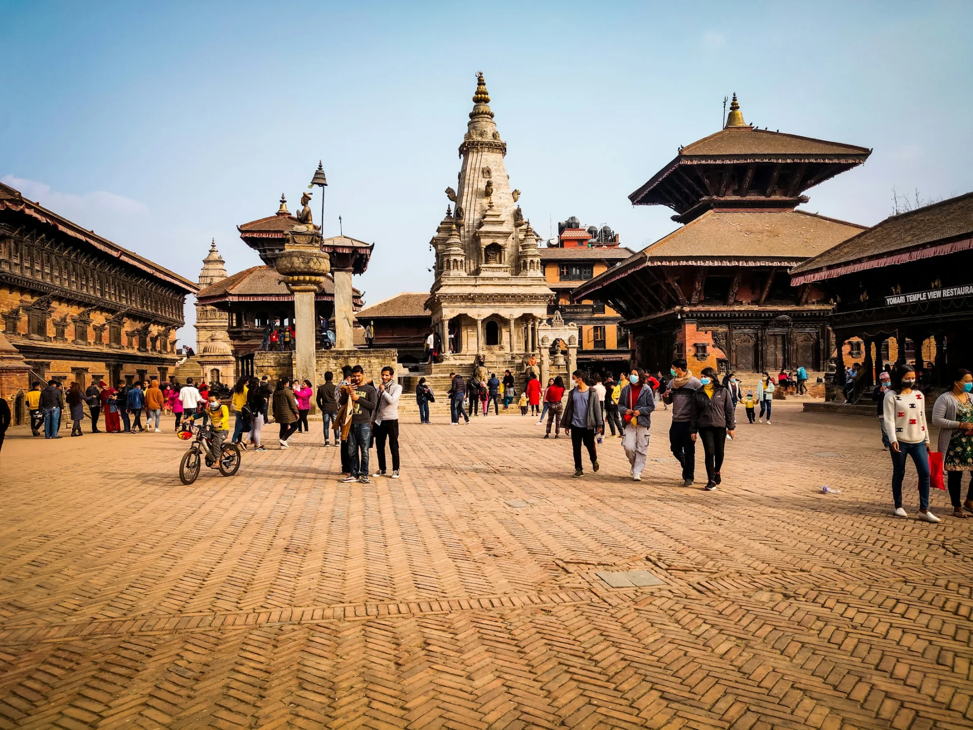The pagoda temples of a Durbar Square in the Kathmandu Valley, Nepal