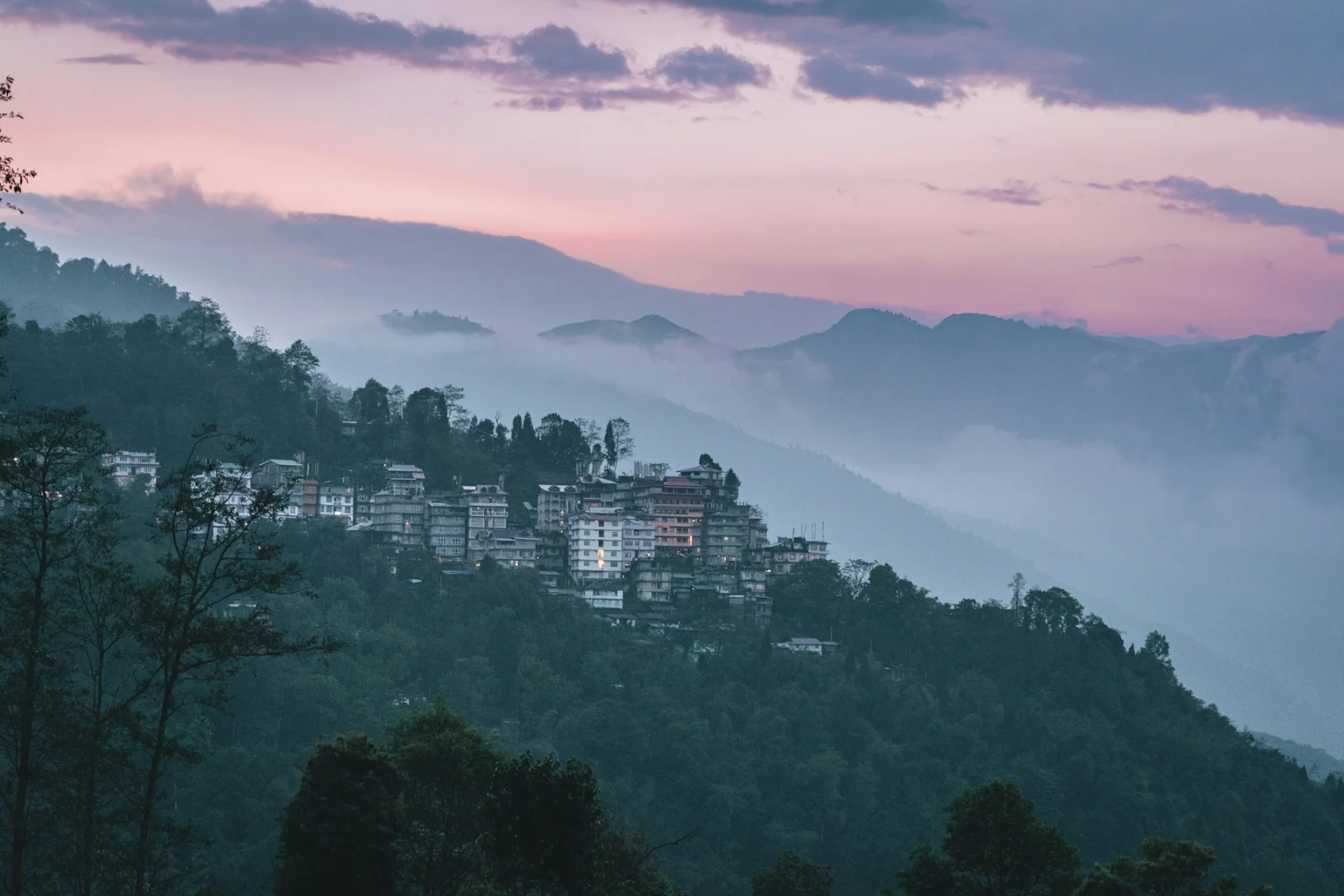 The hillside town of Gangtok, capital of Sikkim