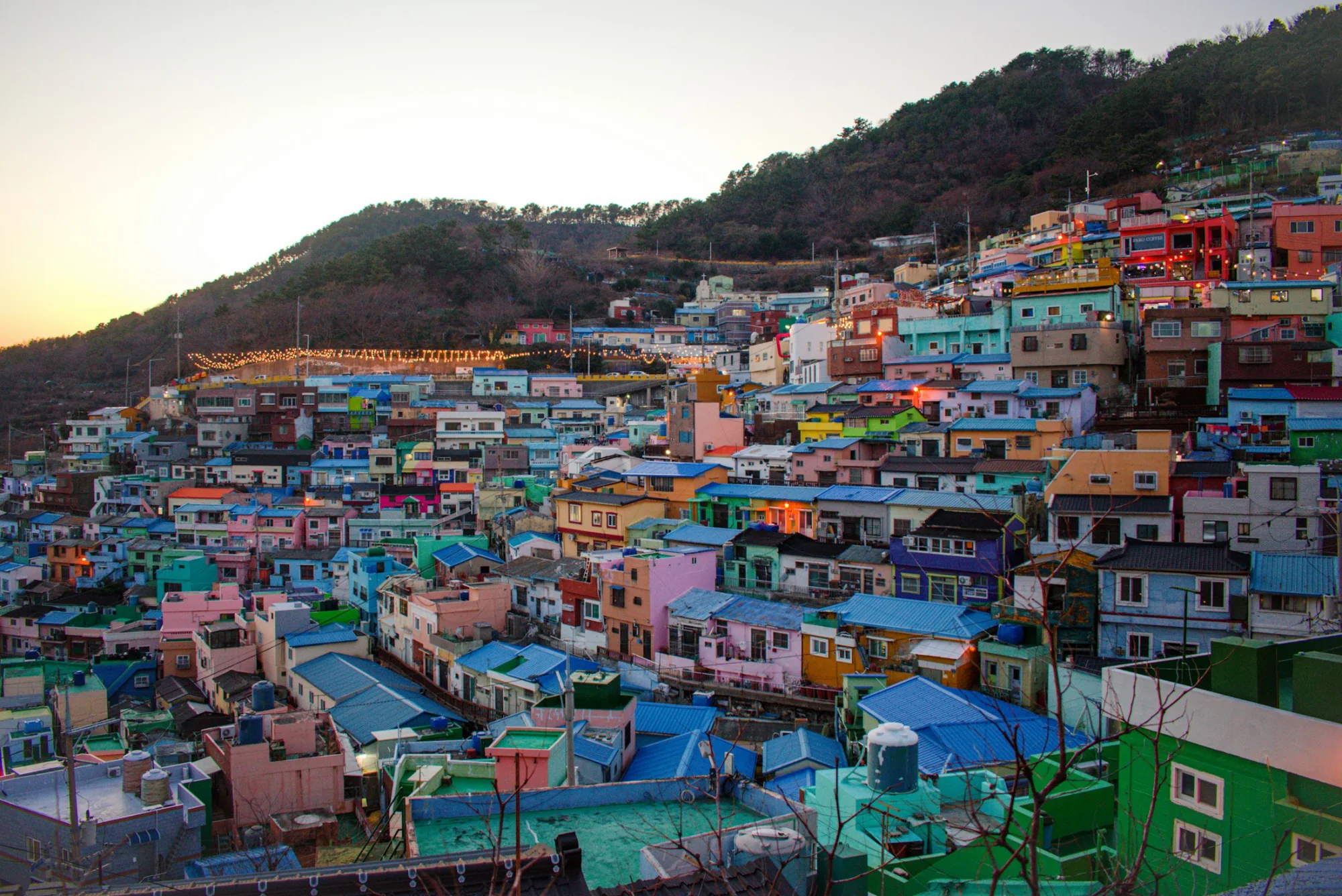 The colourful hillside houses of Gamcheon Culture Village in Busan, South Korea