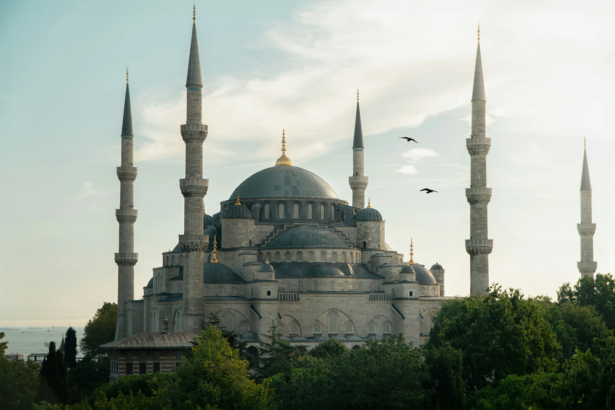 The domes and minarets of the Blue Mosque in Istanbul, Turkey