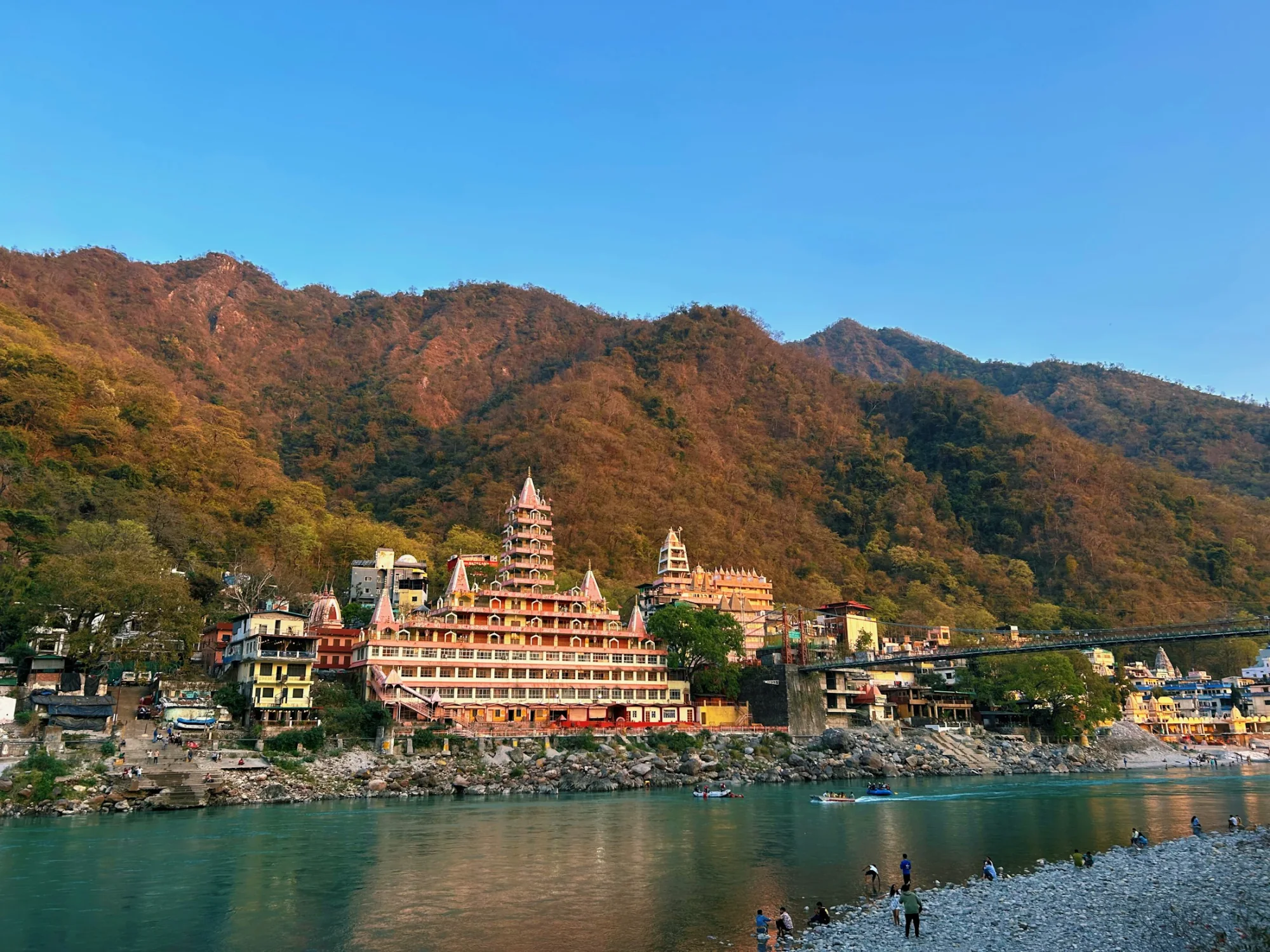 The riverside town of Rishikesh on the Ganga in the Himalayan foothills, Uttarakhand
