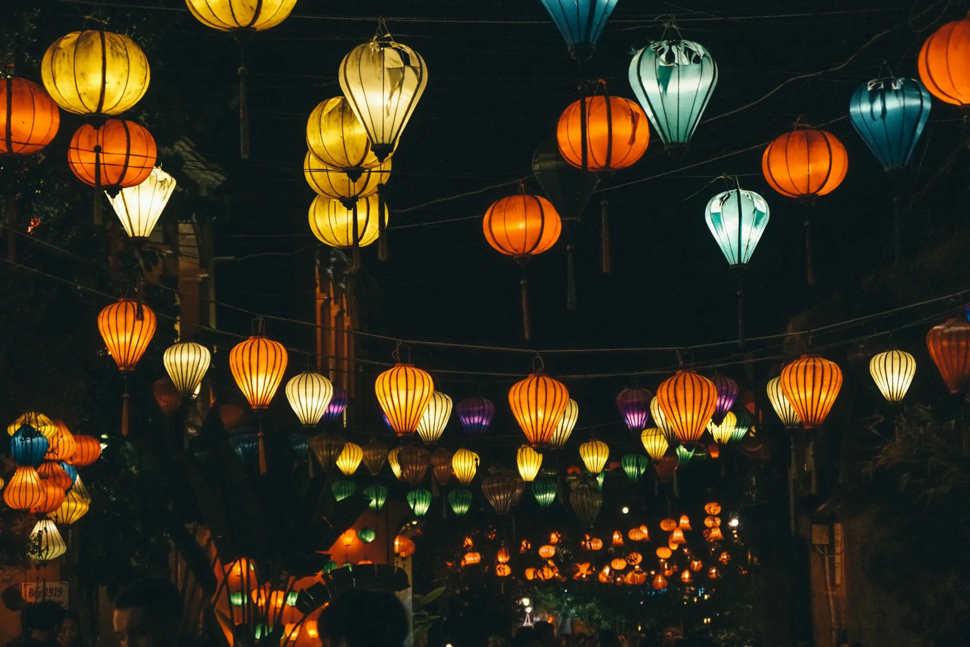 Colourful silk lanterns lighting the old town of Hoi An, Vietnam